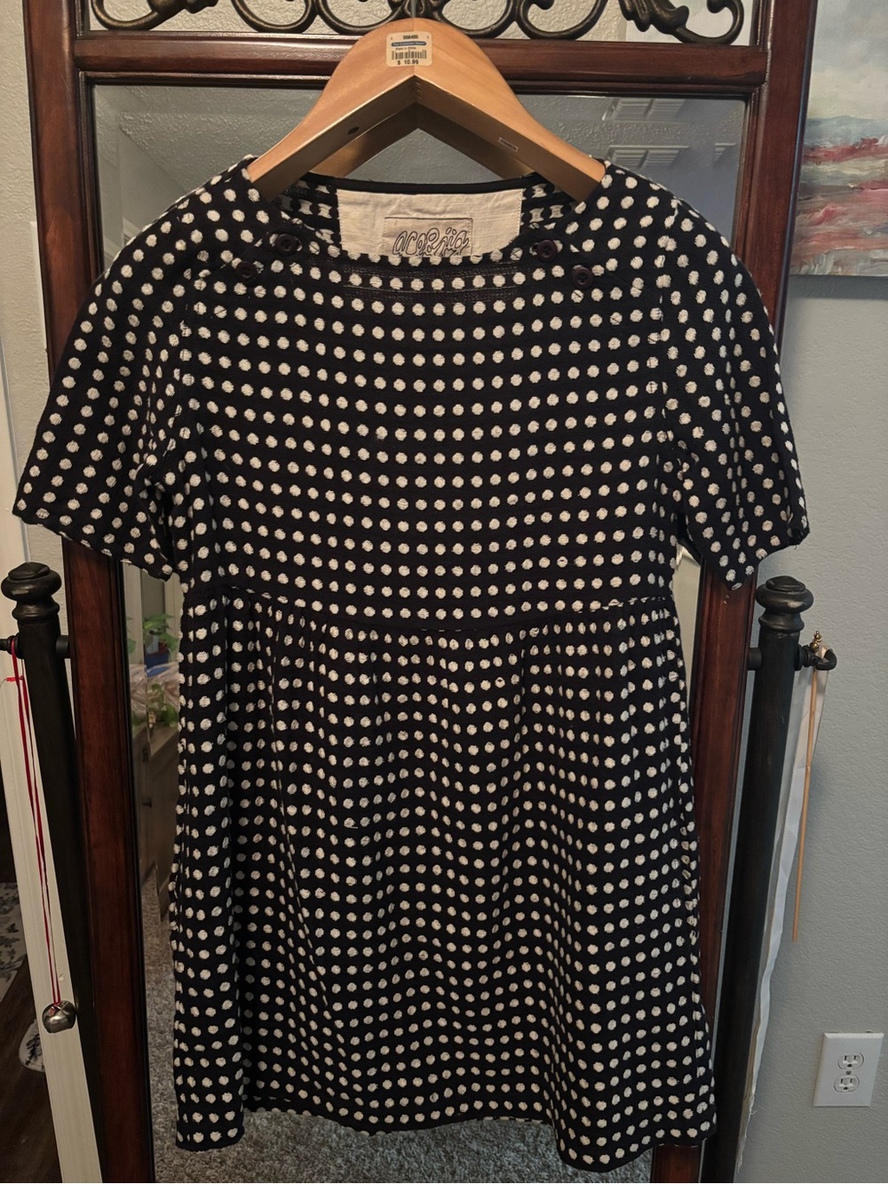 Y2K Vintage Ace & Jig Black and White Polka Dot Shift Dress